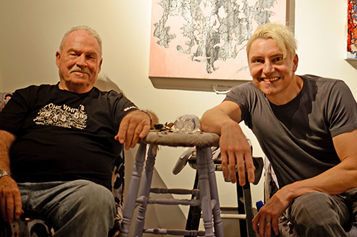 Performance Artist John M. White with protege Scotch Wichmann at Art City in Ventura